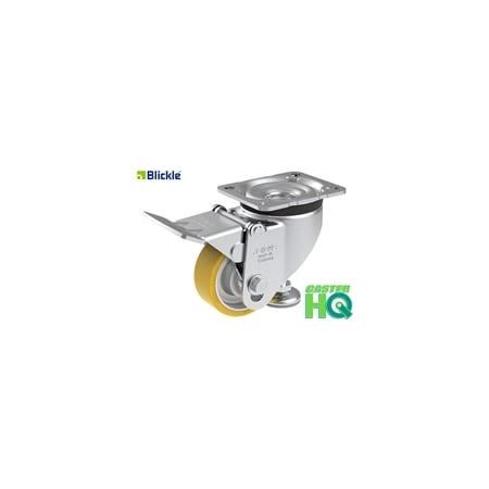 Casterhq 3-1/8"x1-1/8" Wheel, Blickle Leveling Caster W/ Fixed Foot and He HRLK-ALTH-80K-F